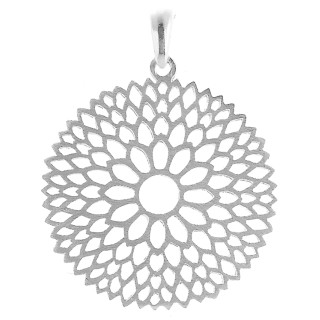 Mandala Blume - Silber Anhänger plain - gebürstet