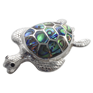 Schildkröte - Silber Anhänger Perlmutt - poliert - mehrfarbig