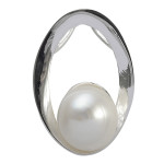 Perle in Oval - Silber Perlenanhänger - poliert