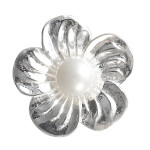 Blume mit Perle - Silber Perlenanhänger - poliert