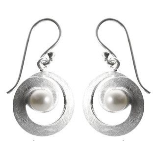 Perle - Silber Perlenohrringe - geb&uuml;rstet/poliert