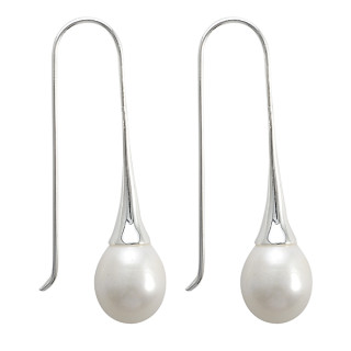 Perlenh&auml;nger - Silber Perlenohrringe - poliert