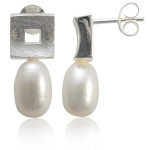 Perle mit Rahmen - Silber Perlenohrringe -...