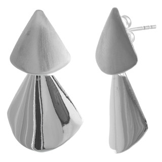 Ohrring F&auml;cher - Silber Ohrringe plain - mattiert/poliert