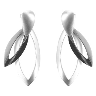 Ohrring Duett - Silber Ohrringe plain - mattiert/poliert