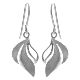 Ohrring Blatt - Silber Ohrringe plain - gebürstet/poliert