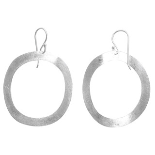 Ohrring Oval klein - Silber Ohrringe plain - gebürstet