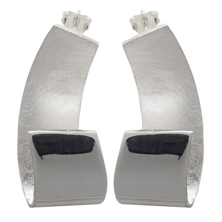 Welle - Silber Ohrringe plain - gebürstet/poliert