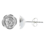 Rose - Silber Ohrstecker plain - poliert