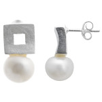 Perle mit Rahmen - Silber Perlenohrstecker -...