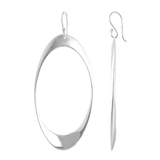 Oval groß - Silber Ohrringe plain - gebürstet/poliert