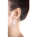 Flügel - Silber Ohrringe plain - poliert