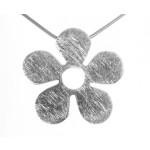 Blume schlicht - Silber Anhänger plain - gebürstet