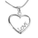 Herz mit "LOVE" Schriftzug - Silber Anhänger plain - poliert