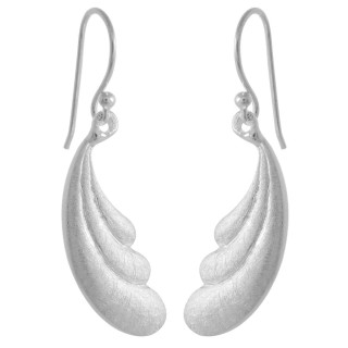 Flügel - Silber Ohrringe plain - gebürstet