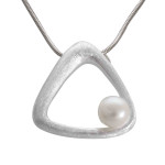 Perlen-Dreieck - Silber Perlenanh&auml;nger - geb&uuml;rstet